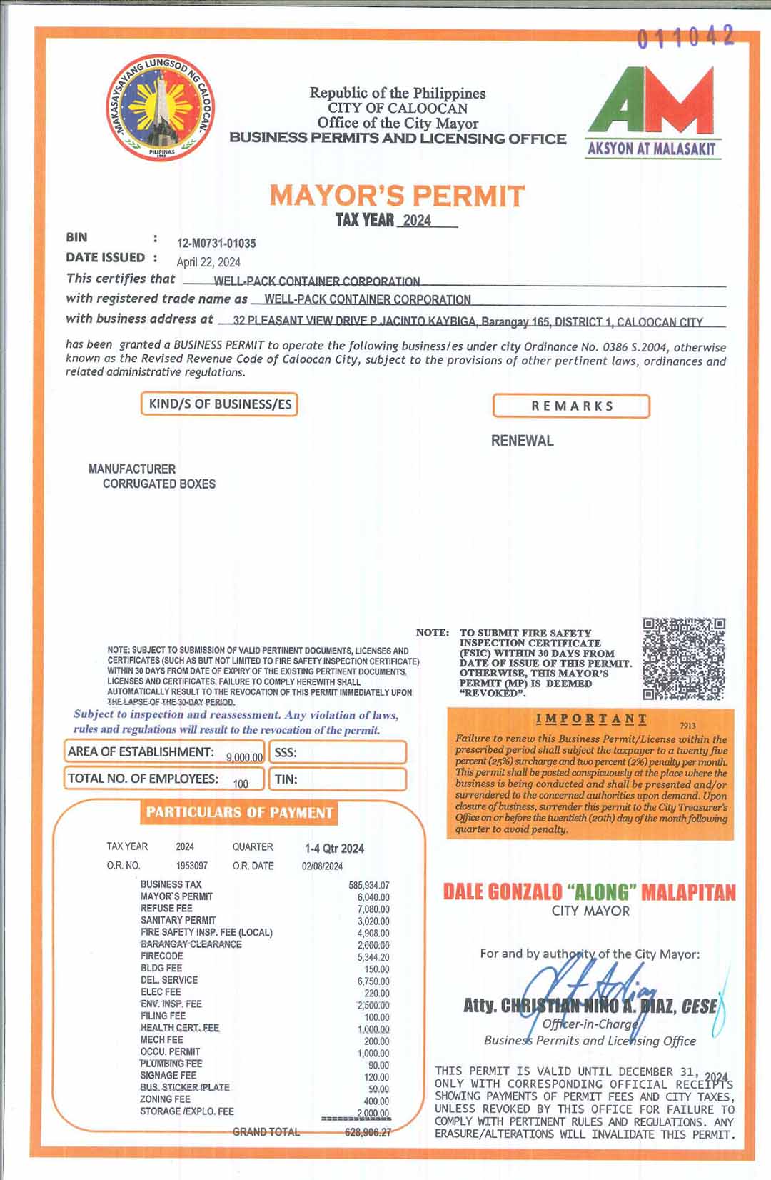 Well-Pack Mayor's Permit